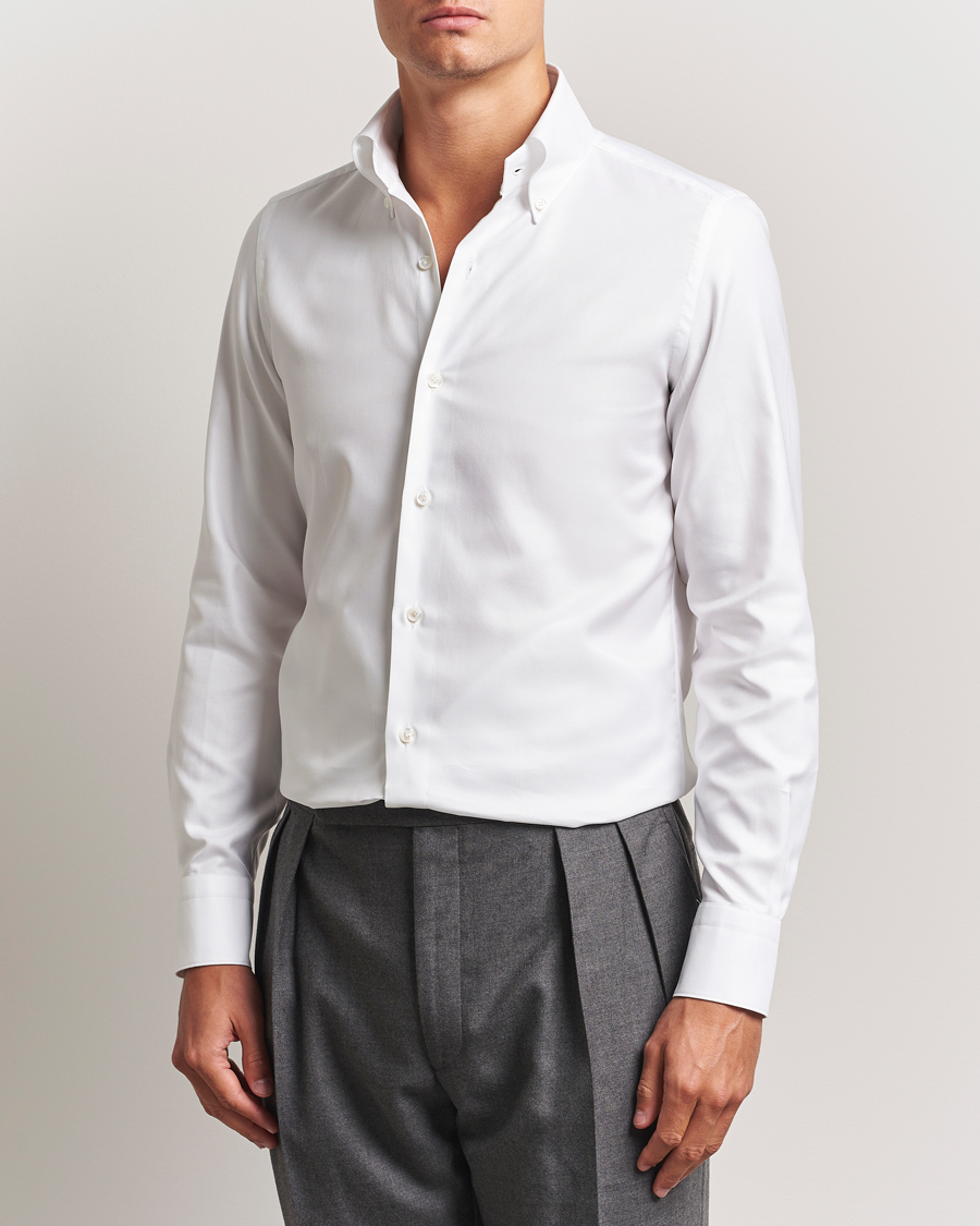 Herren | Hemden | Finamore Napoli | Milano Slim Oxford Button Down Shirt White