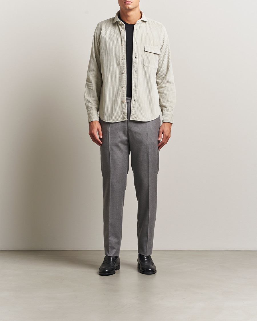 Herren | Hemden | Finamore Napoli | Garment Dyed Corduroy Overshirt Beige