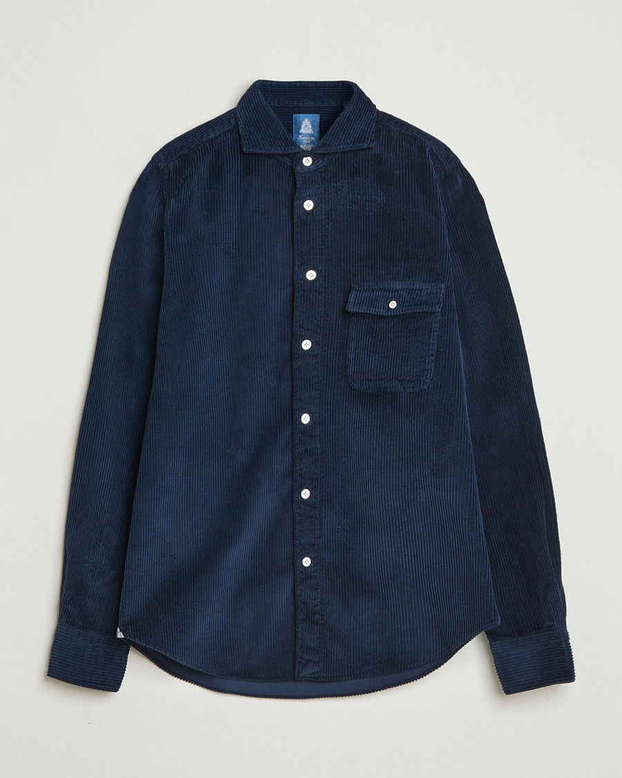 Herren | Hemden | Finamore Napoli | Garment Dyed Corduroy Overshirt Navy