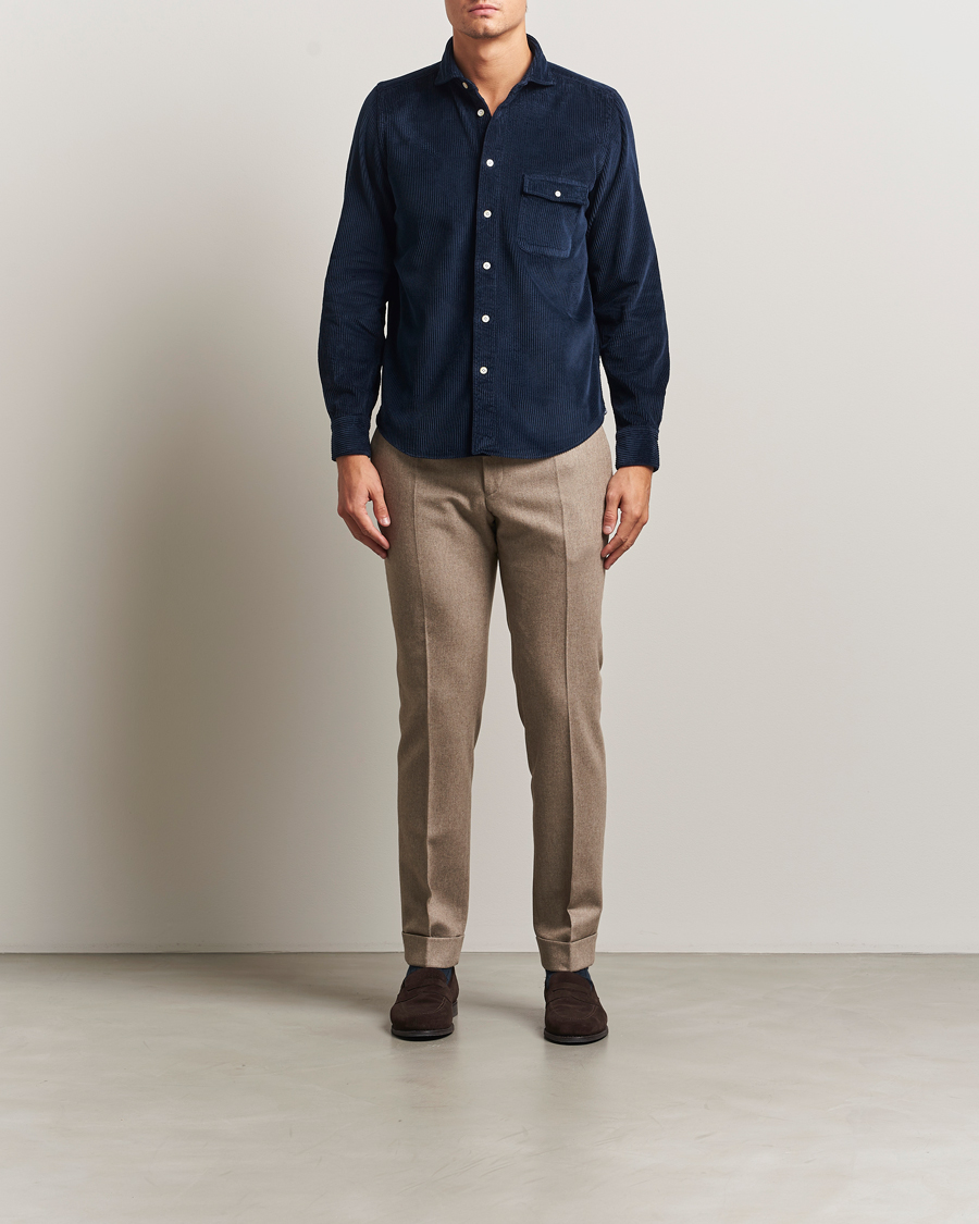 Herren | Hemden | Finamore Napoli | Garment Dyed Corduroy Overshirt Navy