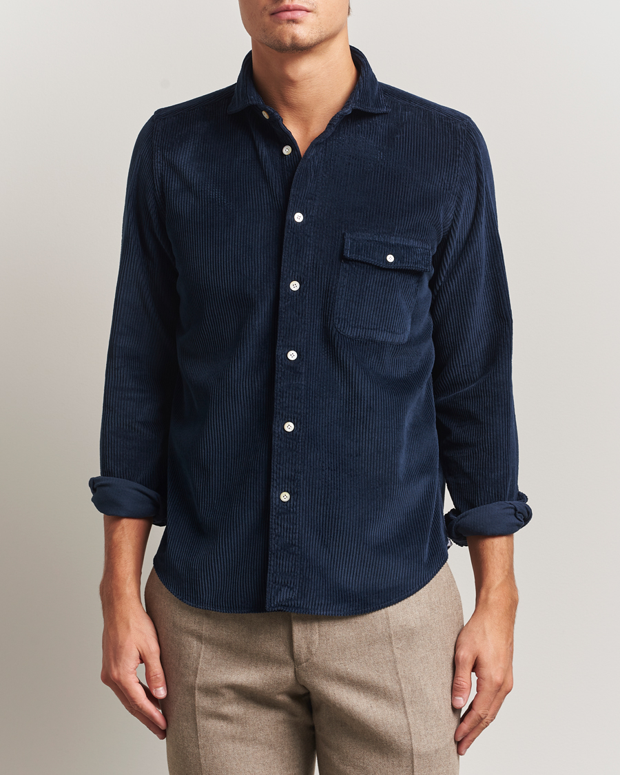 Herren | Hemden | Finamore Napoli | Garment Dyed Corduroy Overshirt Navy
