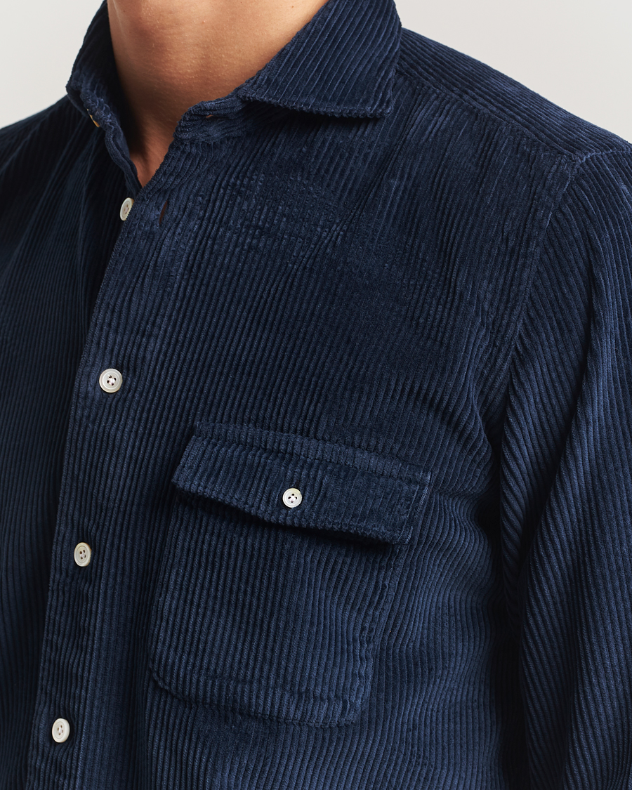 Herren | Hemden | Finamore Napoli | Garment Dyed Corduroy Overshirt Navy