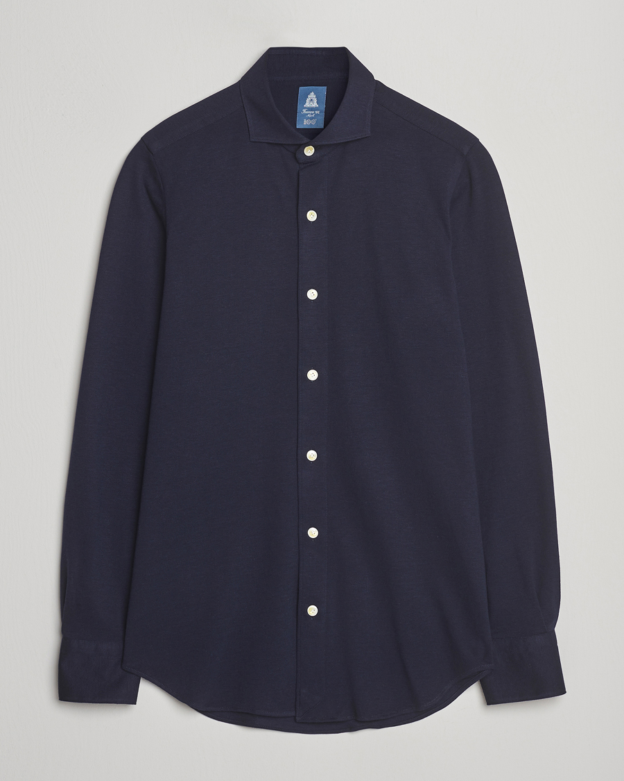 Herren | Poloshirts | Finamore Napoli | Cotton/Cashmere Jersey Polo Navy