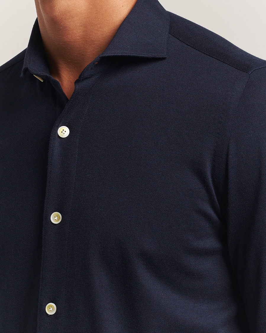 Herren | Poloshirts | Finamore Napoli | Cotton/Cashmere Jersey Polo Navy