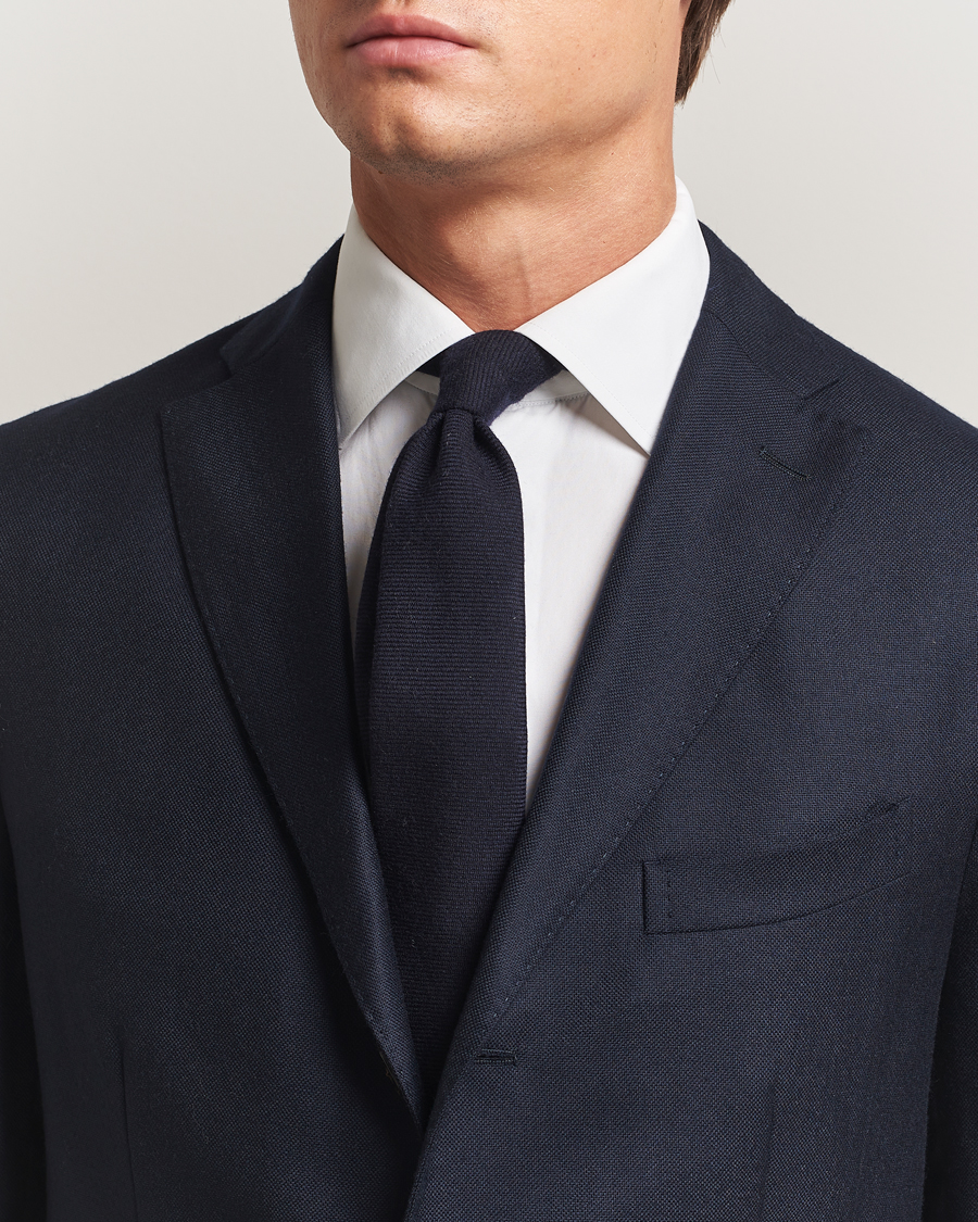 Herren | Finamore Napoli Wool Twill Tie Navy | Finamore Napoli | Wool Twill Tie Navy