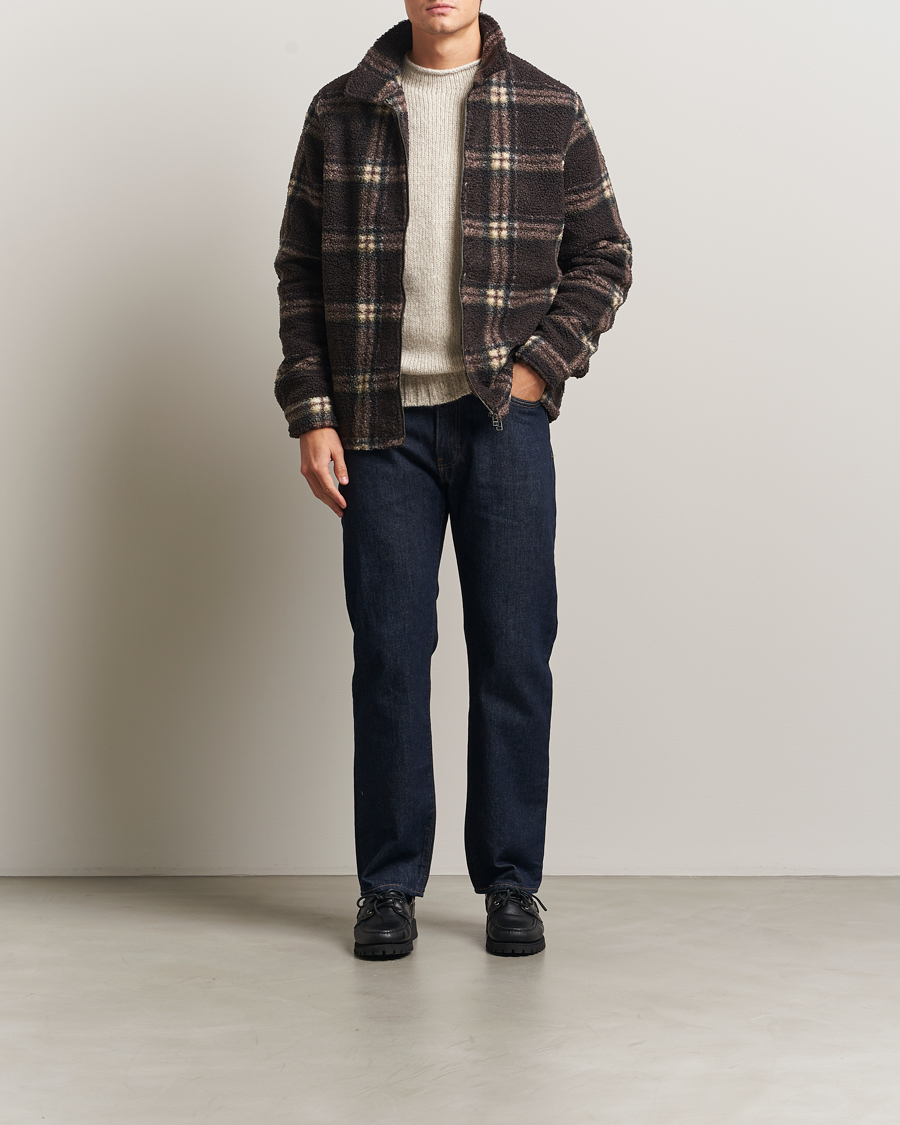 Herren | Pullover | Forét | Cabin Check Zip Fleece Brown