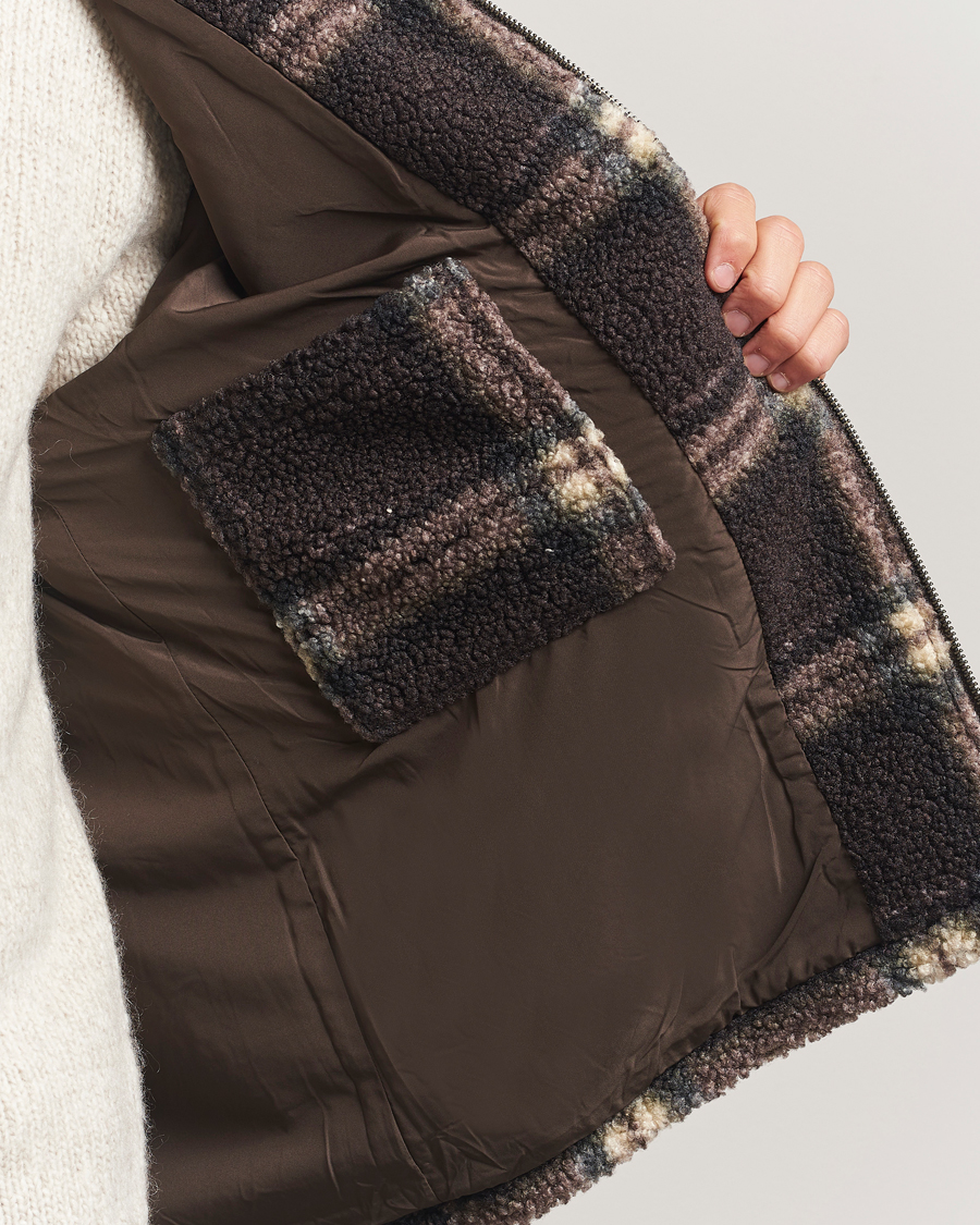 Herren | Pullover | Forét | Cabin Check Zip Fleece Brown