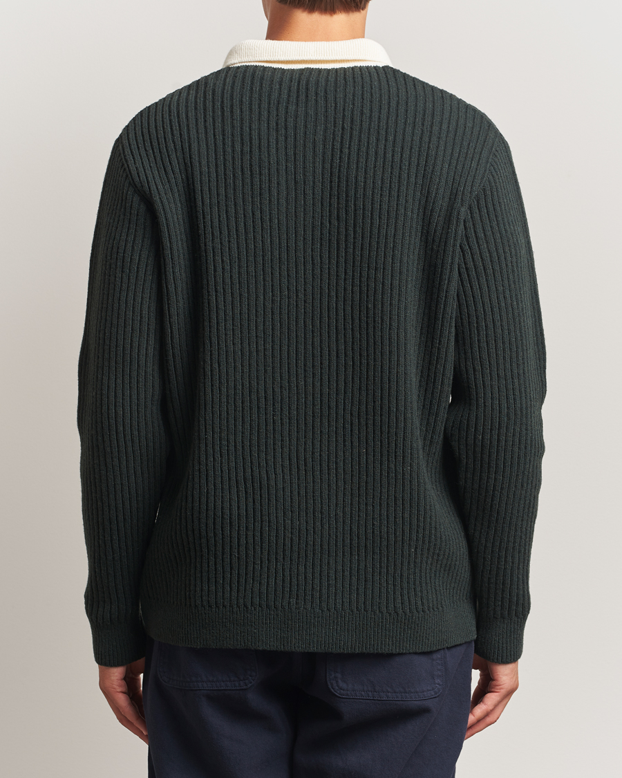 Herren | Pullover | Forét | Sow Rib Polo Knit Dark Green