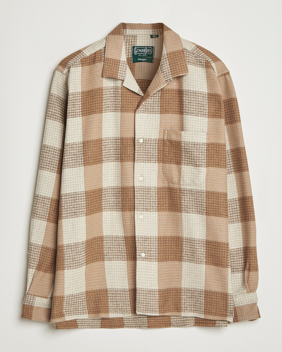 Herren | Hemden | Gitman Vintage | Brushed Waffle Camp Shirt Brown Check