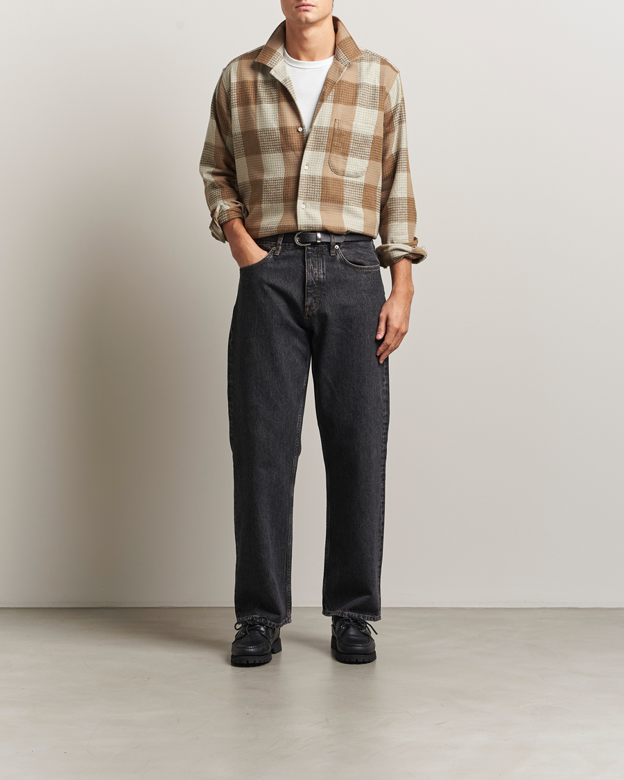 Herren | Hemden | Gitman Vintage | Brushed Waffle Camp Shirt Brown Check
