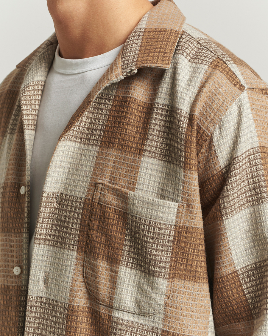 Herren | Hemden | Gitman Vintage | Brushed Waffle Camp Shirt Brown Check