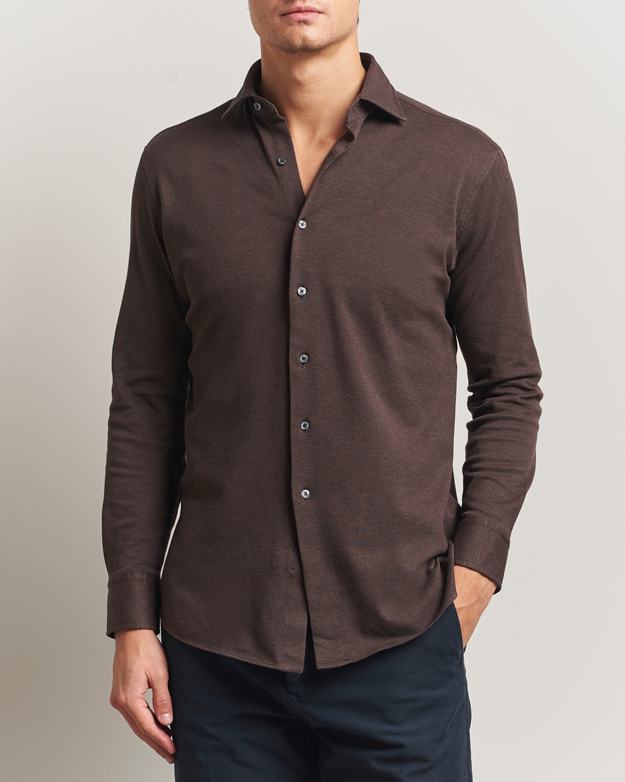 Herren | Hemden | Grigio | Cotton Jersey Shirt Dark Brown