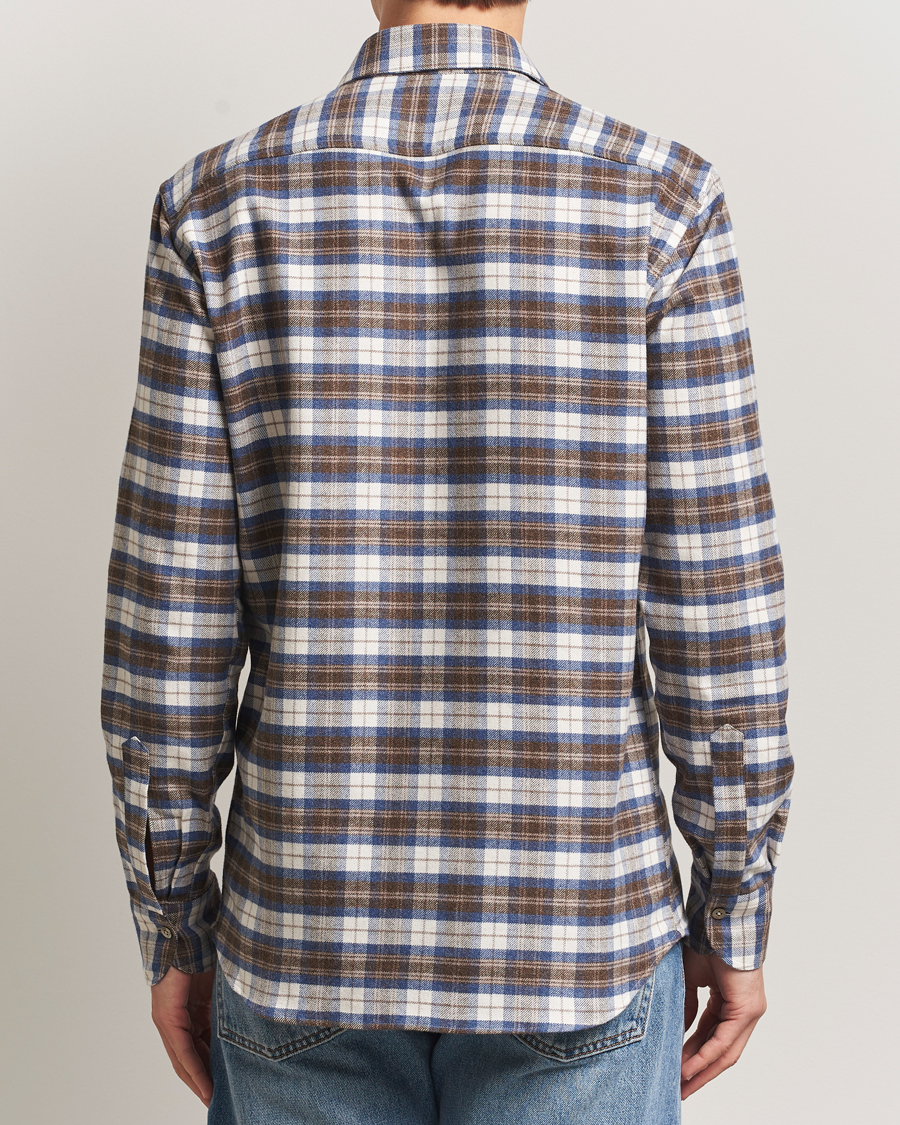 Herren | Hemden | Grigio | Heavy Flannel Overshirt Blue/Beige Check