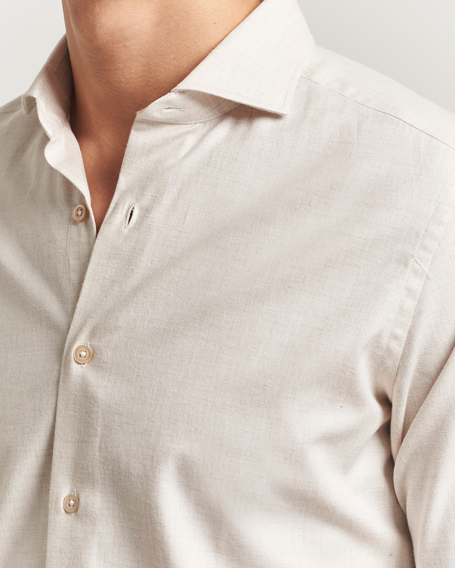 Herren | Hemden | Grigio | Washed Flannel Shirt Light Beige