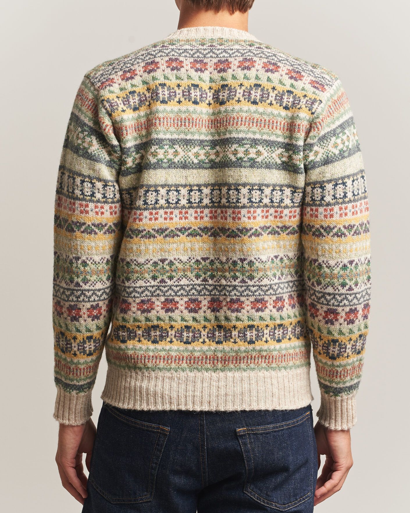 Herren | Pullover | Jamieson's of Shetland | Jamiesons Of Shetland All Over Fair Isle Pullover Crew Neck Beige