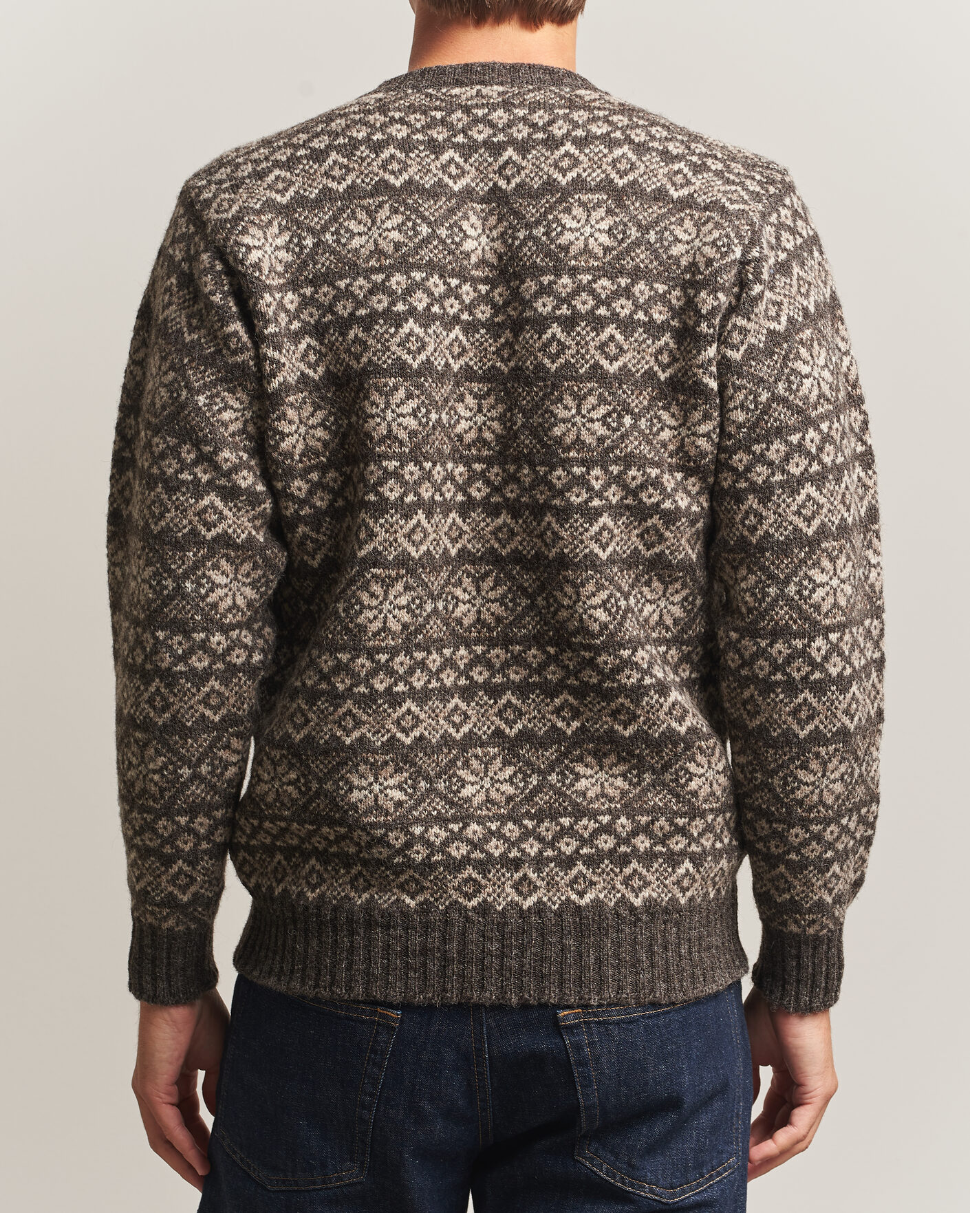 Herren | Pullover | Jamieson's of Shetland | Jamiesons Of Shetland All Over Fair Isle Pullover Crew Neck Grey