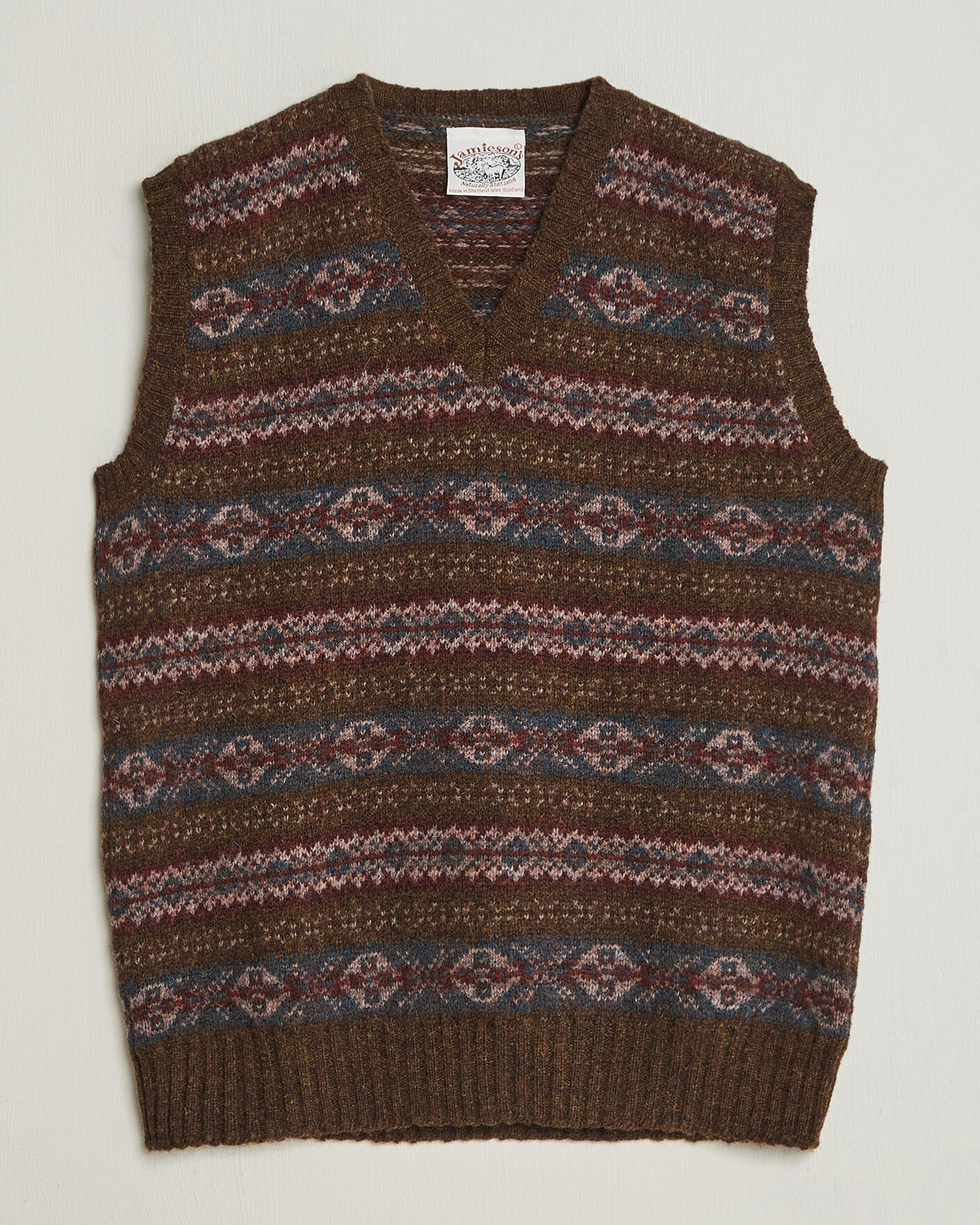 Herren | Pullover | Jamieson's of Shetland | Jamiesons Of Shetland All Over Fair Isle Slipover Moss Green