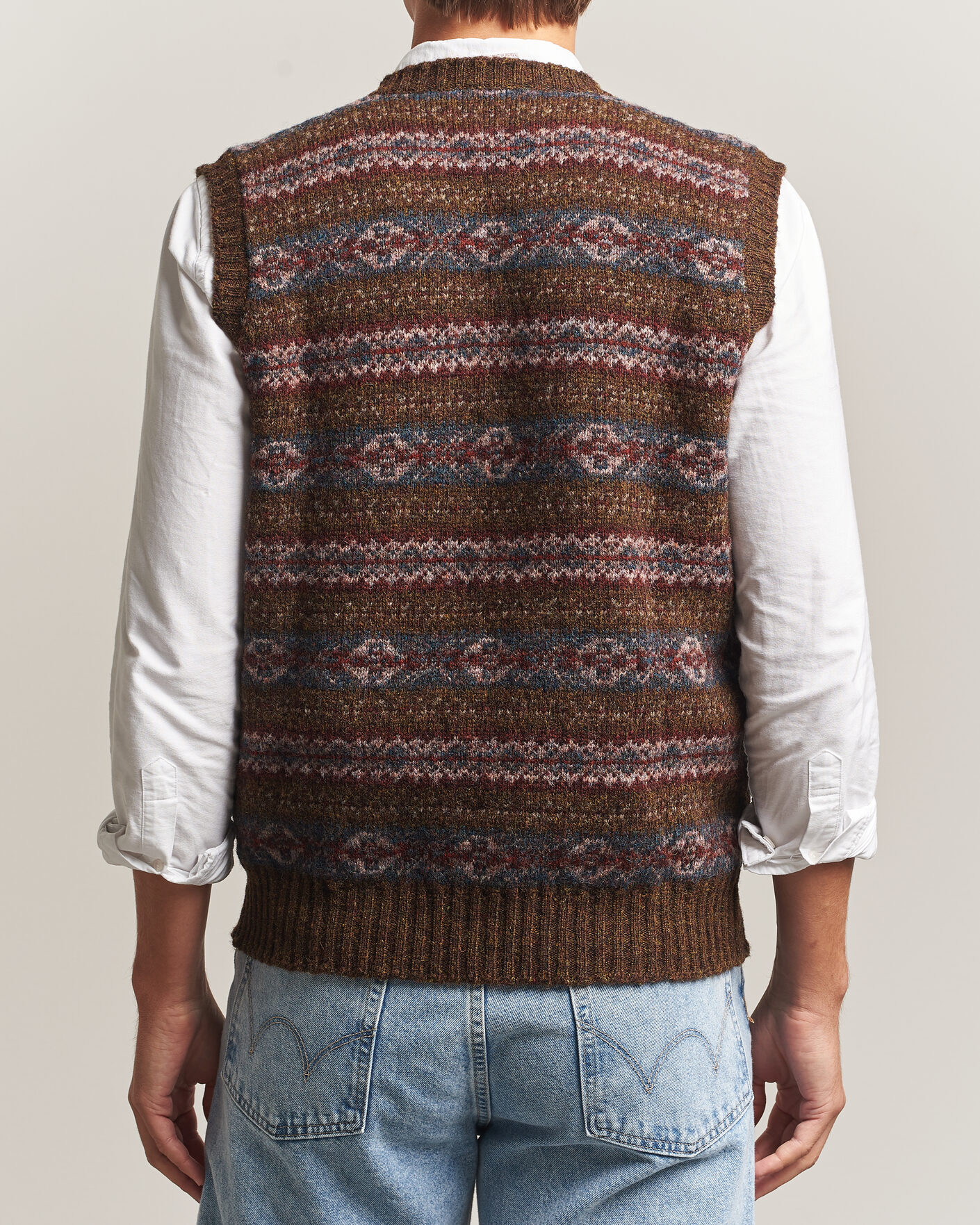 Herren | Pullover | Jamieson's of Shetland | Jamiesons Of Shetland All Over Fair Isle Slipover Moss Green