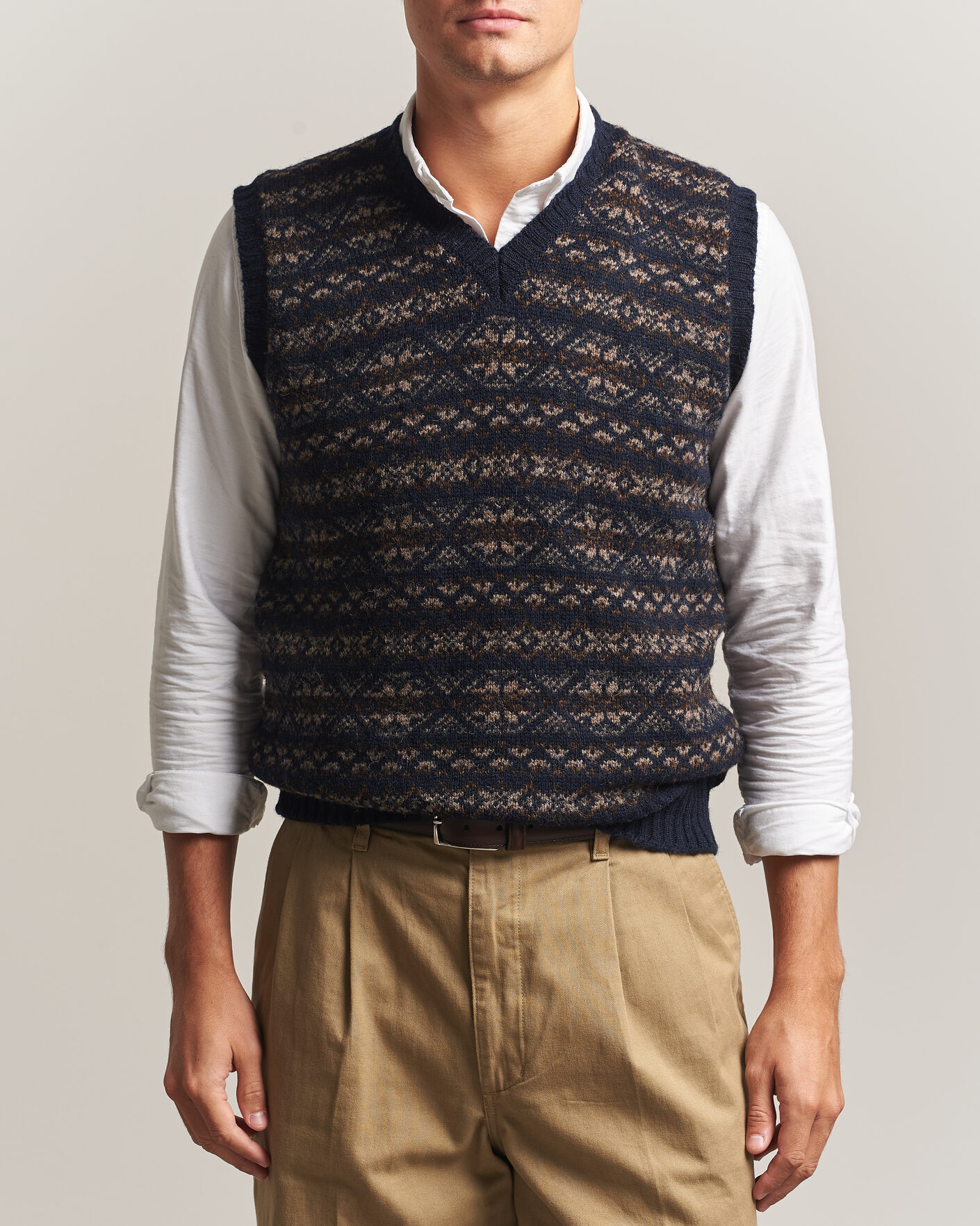 Herren | Pullover | Jamieson's of Shetland | Jamiesons Of Shetland All Over Fair Isle Slipover Navy