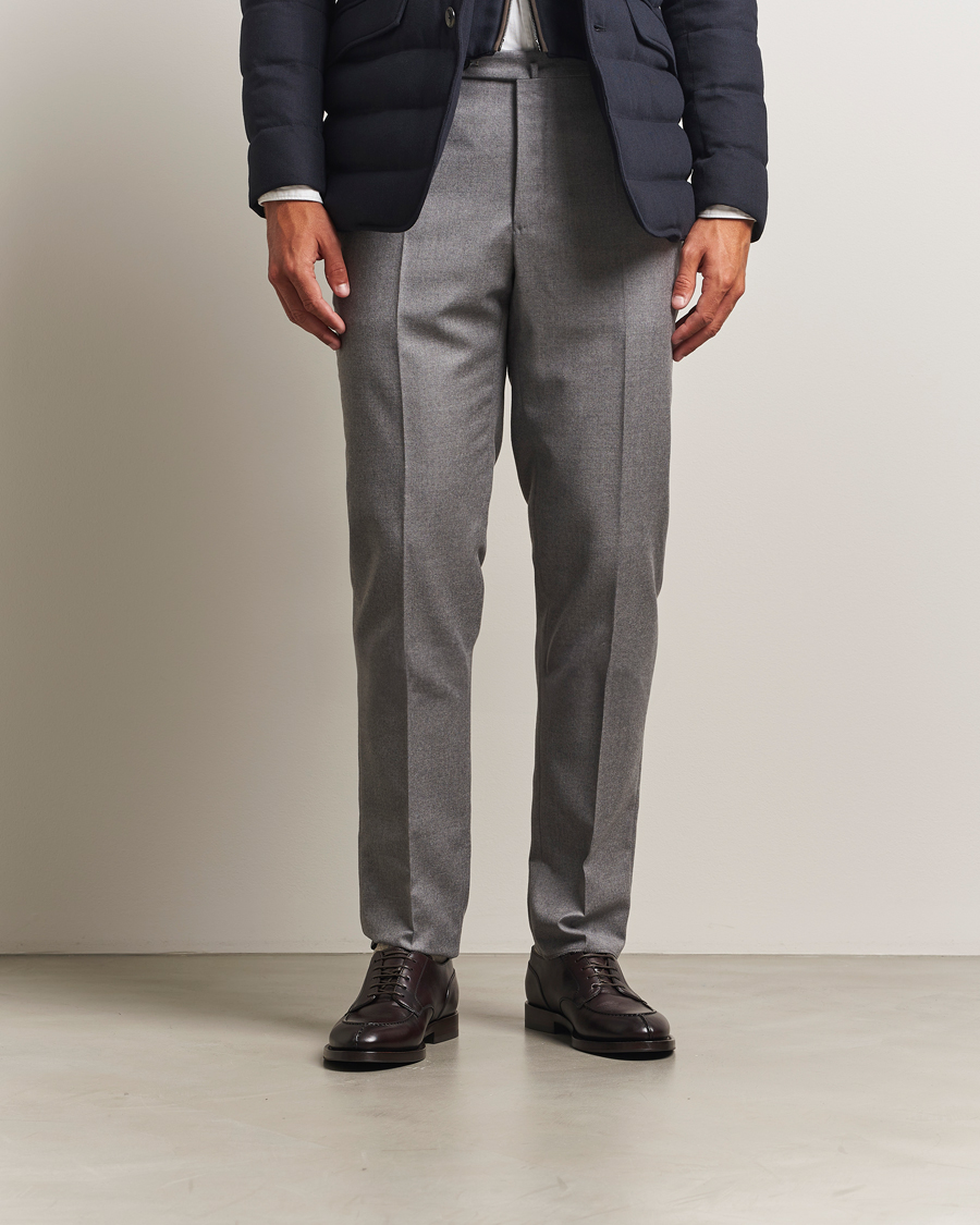 Herren | Hosen | Incotex | Regular Fit Worsted Flannel Trousers Light Grey