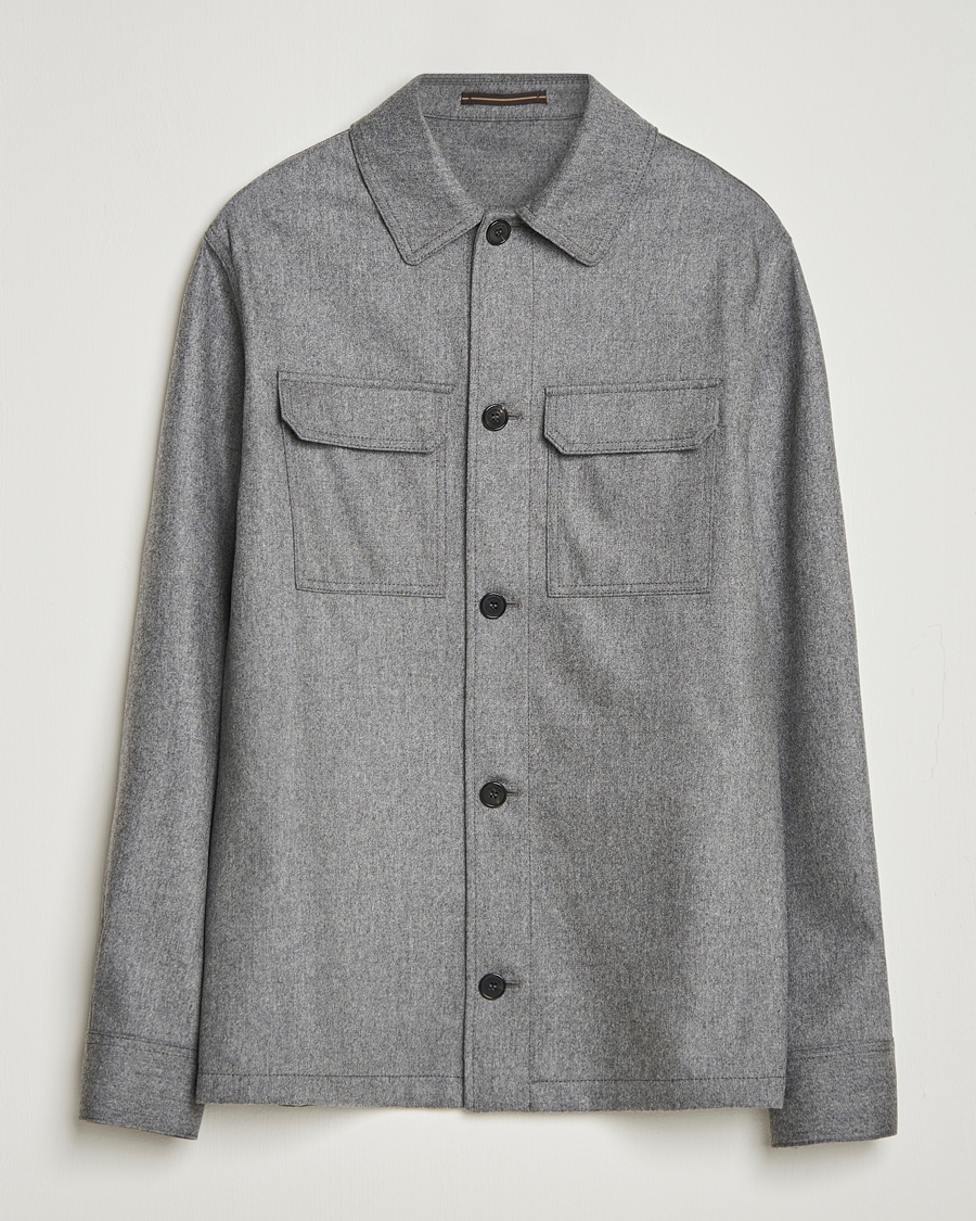 Herren | Hemden | Incotex | Flannel Overshirt Grey Melange