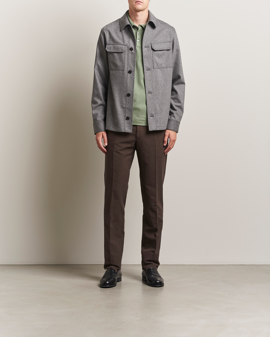 Herren | Hemden | Incotex | Flannel Overshirt Grey Melange