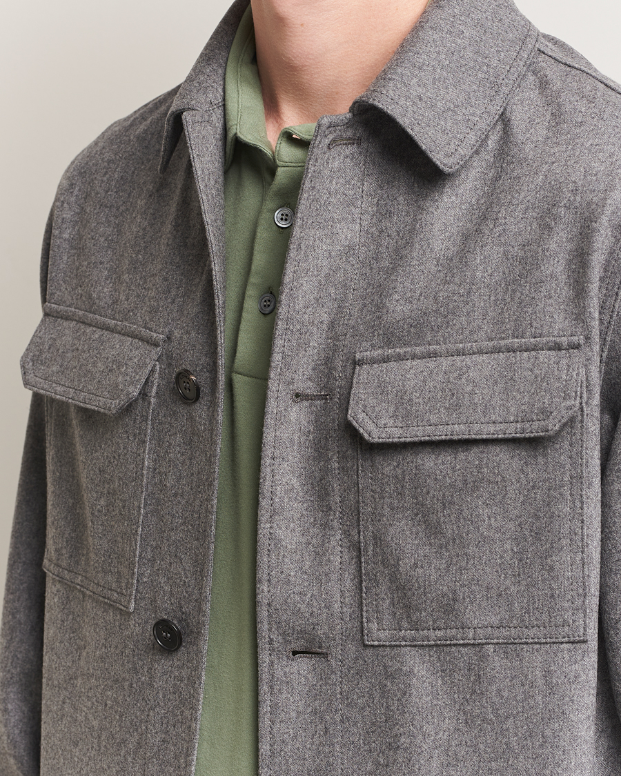 Herren | Hemden | Incotex | Flannel Overshirt Grey Melange
