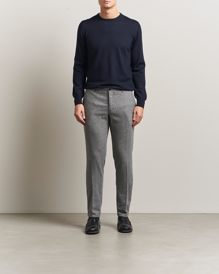 Herren | Hosen | Incotex | Slim Fit Washed Flannel Slacks Light Grey