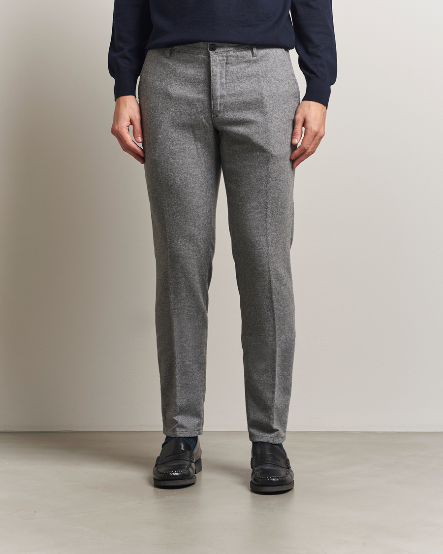 Herren | Hosen | Incotex | Slim Fit Washed Flannel Slacks Light Grey