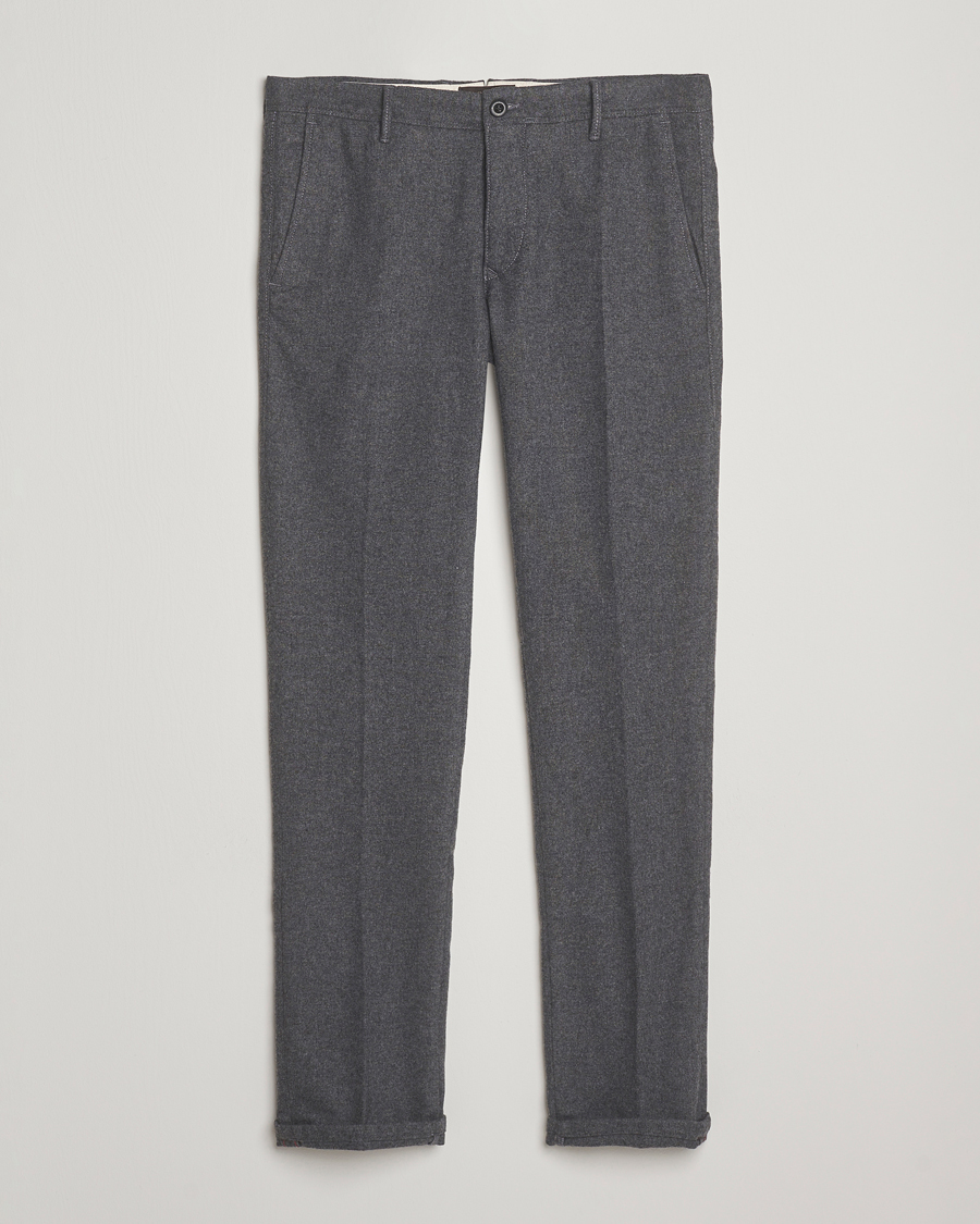 Herren | Hosen | Incotex | Slim Fit Washed Flannel Slacks Grey Melange