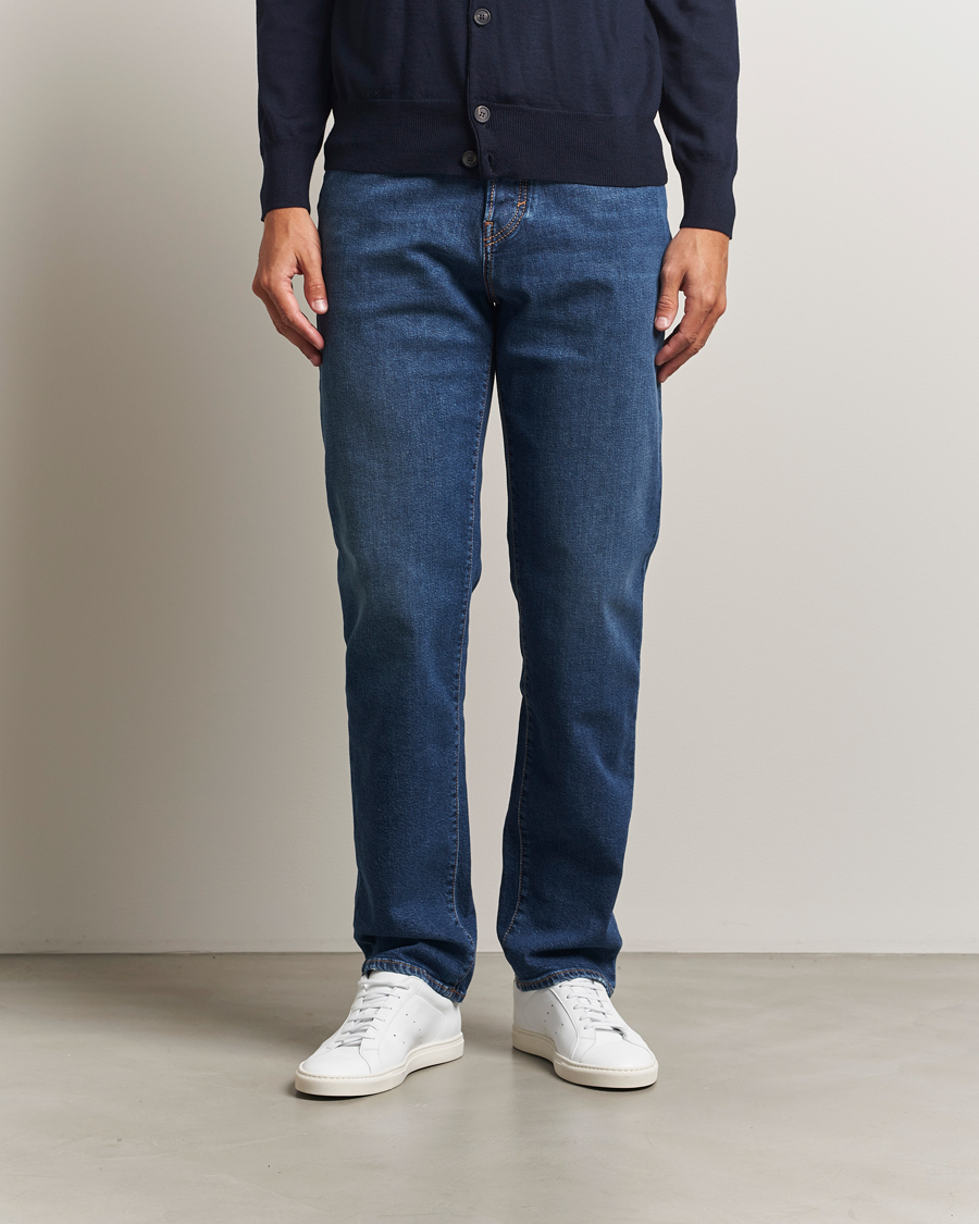 Herren | Jeans | Jacob Cohën | Edos Regular Straight Fit Jeans Mid Blue