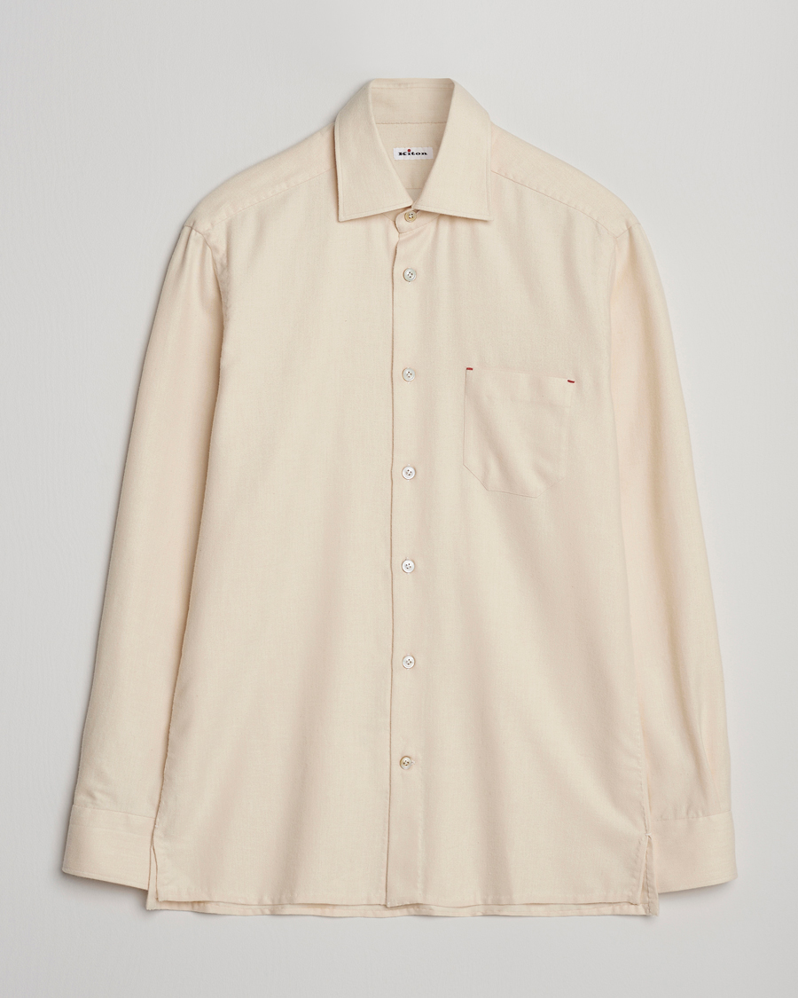 Herren | Hemden | Kiton | Cotton Flannel Sport Shirt Cream