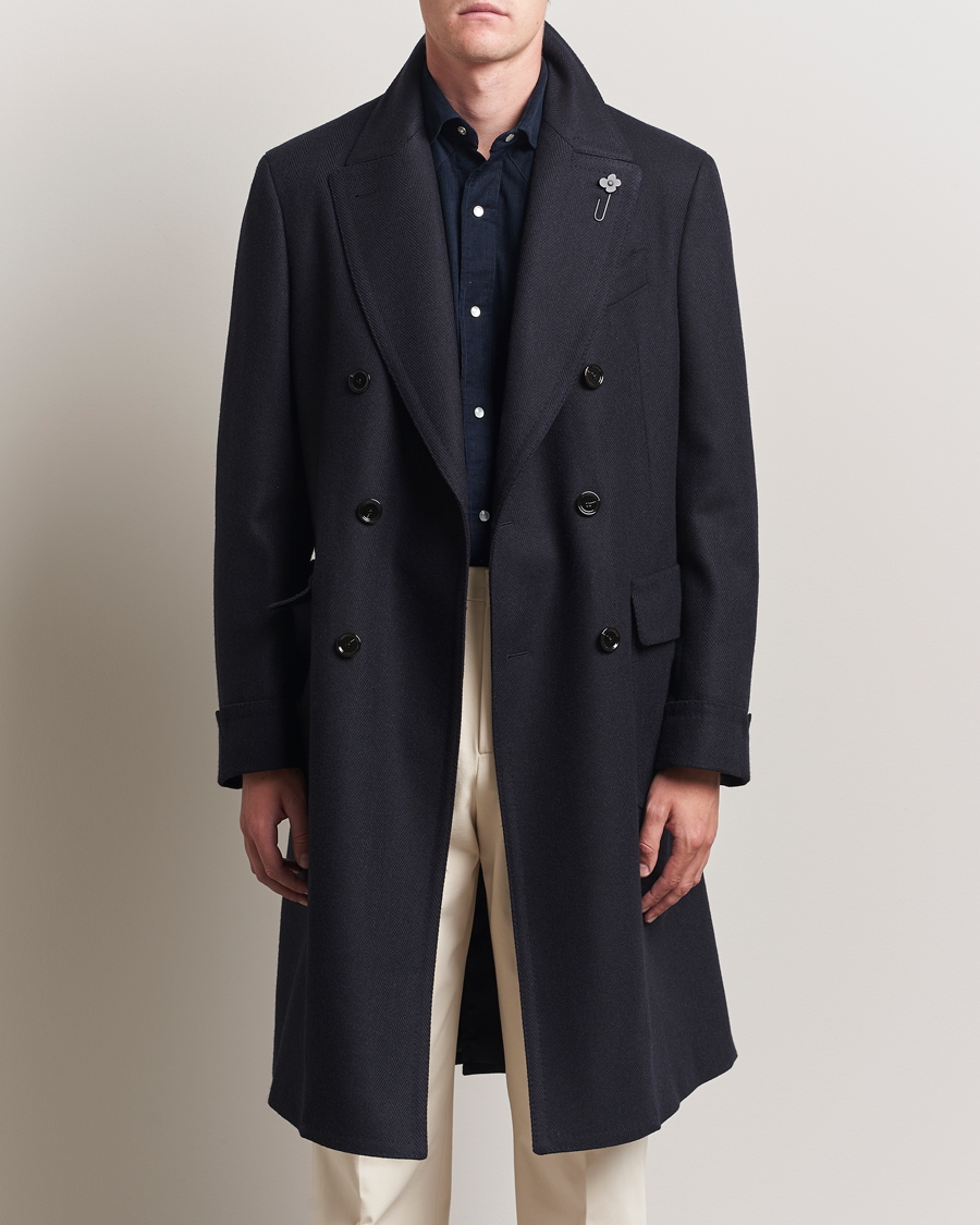 Herren | Jacken | Lardini | Wool/Cashmere Herringbone Coat Navy
