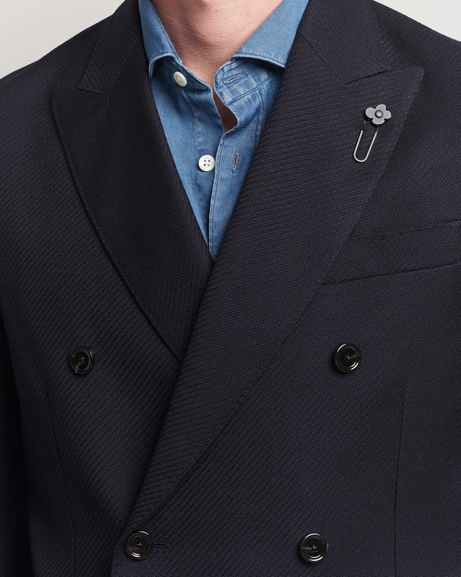 Herren | Sakkos | Lardini | Double Breasted Twisted Wool Blazer Navy