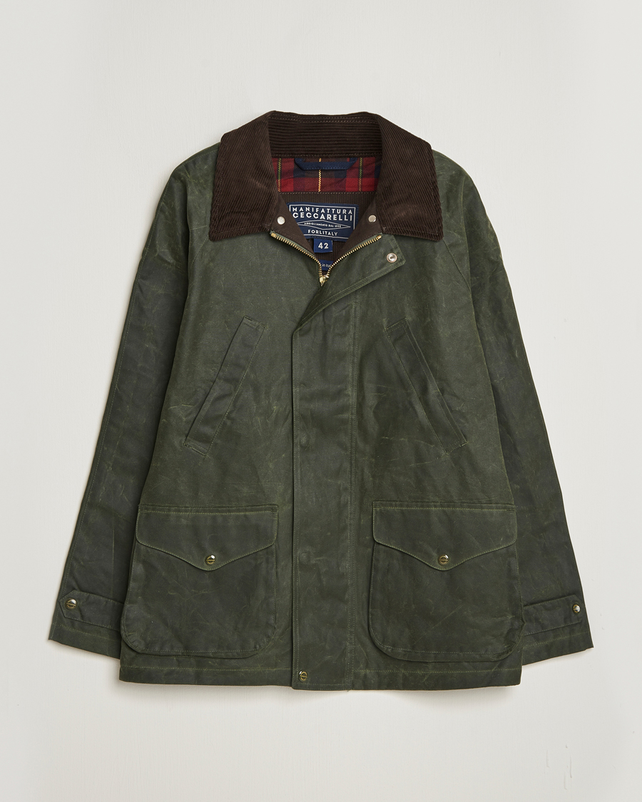 Herren | Jacken | Manifattura Ceccarelli | Rain Caban Wax Cloth Dark Green