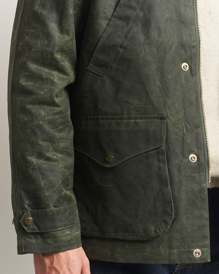 Herren | Jacken | Manifattura Ceccarelli | Rain Caban Wax Cloth Dark Green
