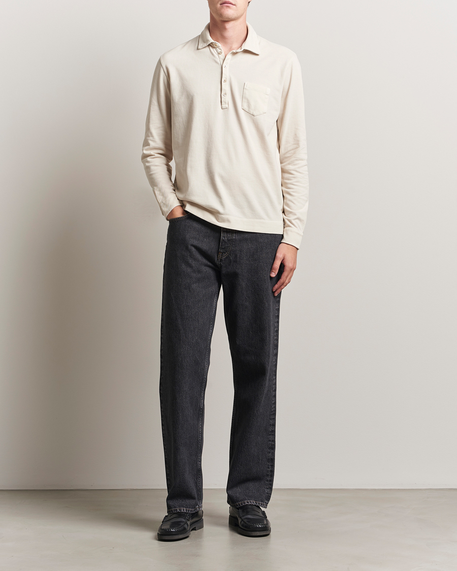 Herren | Poloshirts | Massimo Alba | Ischia Cotton/Cashmere Long Sleeve Polo Off White