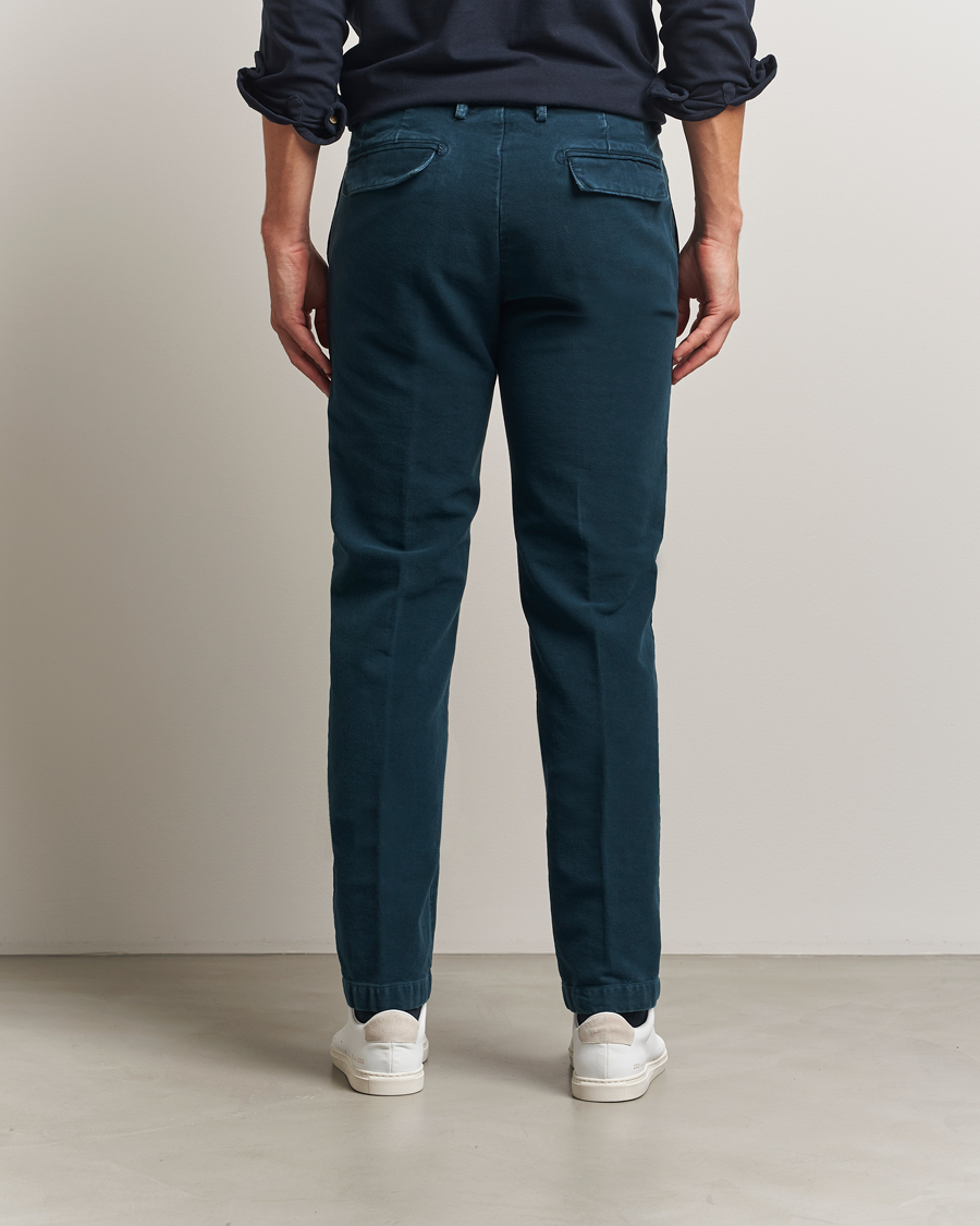 Herren | Hosen | Massimo Alba | Ionio Pleated Moleskine Trousers Petrol Blue