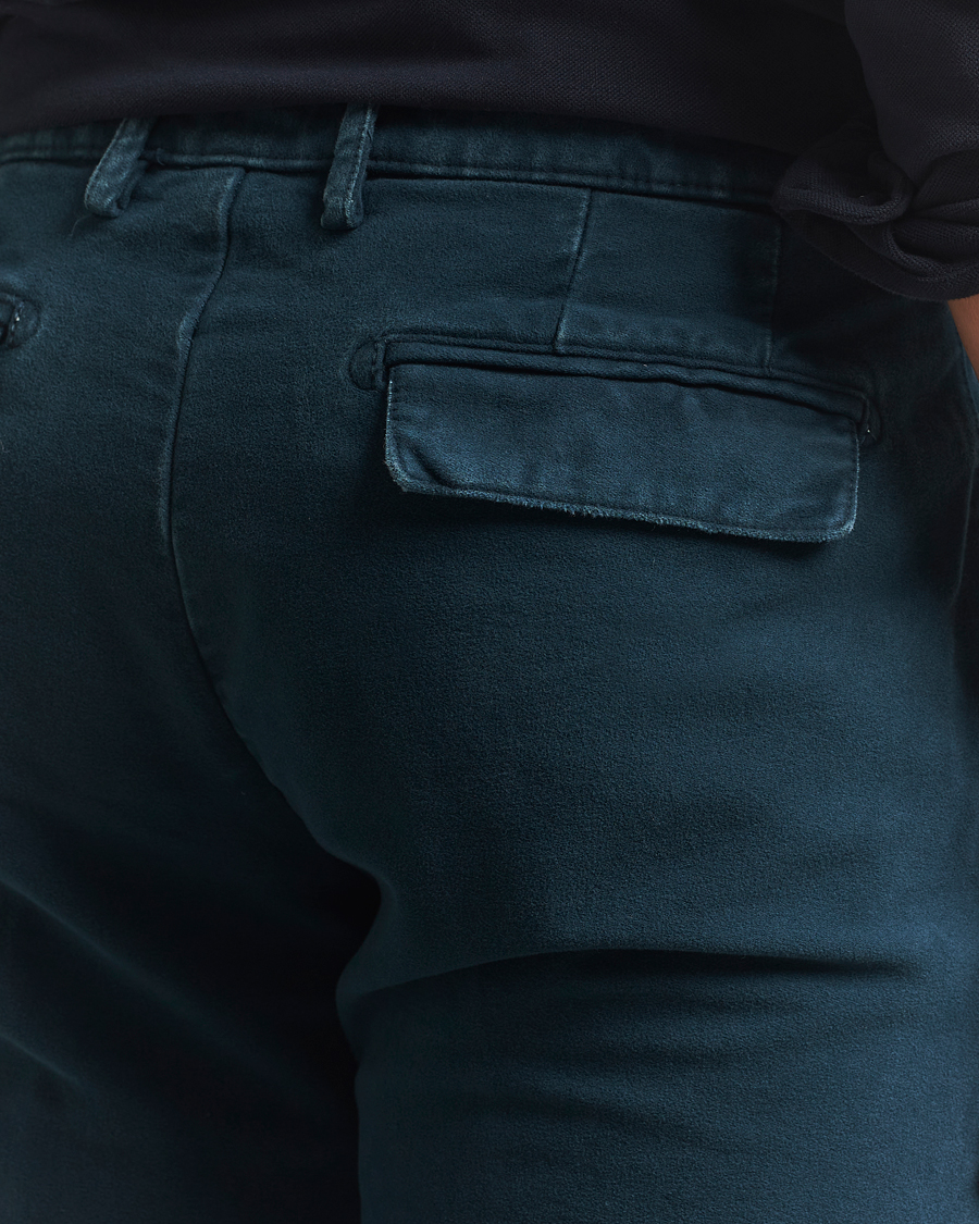 Herren | Hosen | Massimo Alba | Ionio Pleated Moleskine Trousers Petrol Blue