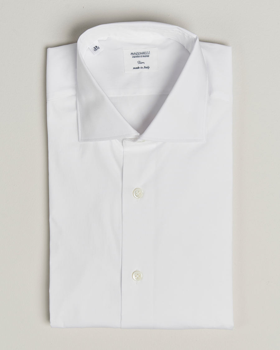 Herren | Hemden | Mazzarelli | Soft Cotton/Stretch Cut Away Shirt White