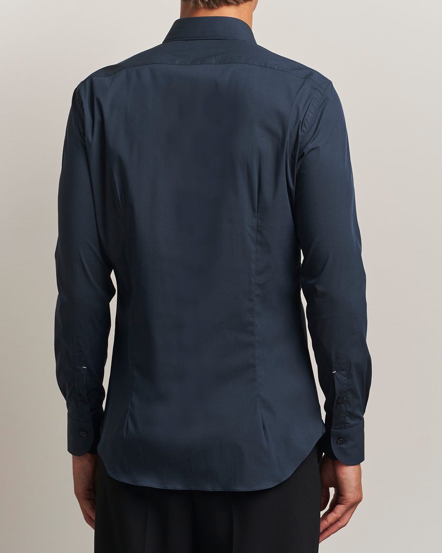 Herren | Hemden | Mazzarelli | Soft Cotton/Stretch Cut Away Shirt Navy