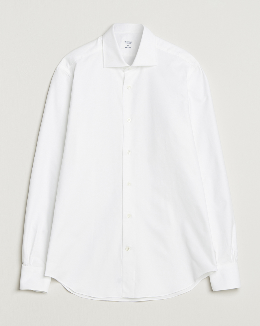 Herren | Hemden | Mazzarelli | Soft Flannel Cut Away Shirt White