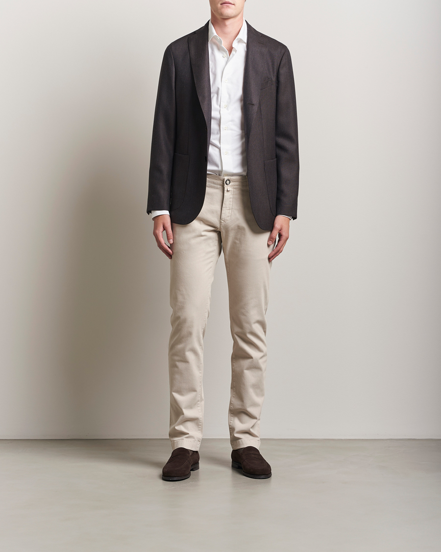 Herren | Hemden | Mazzarelli | Soft Flannel Cut Away Shirt White