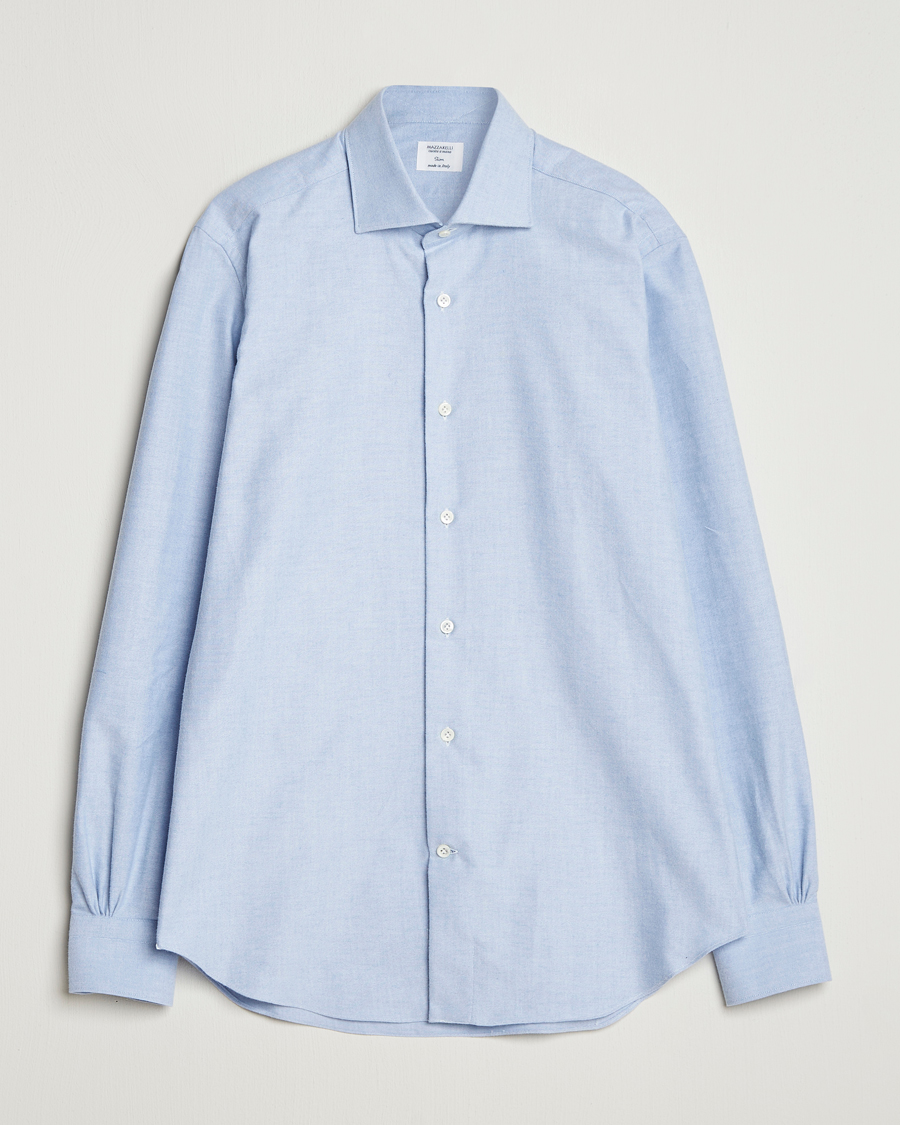 Herren | Hemden | Mazzarelli | Soft Flannel Cut Away Shirt Light Blue