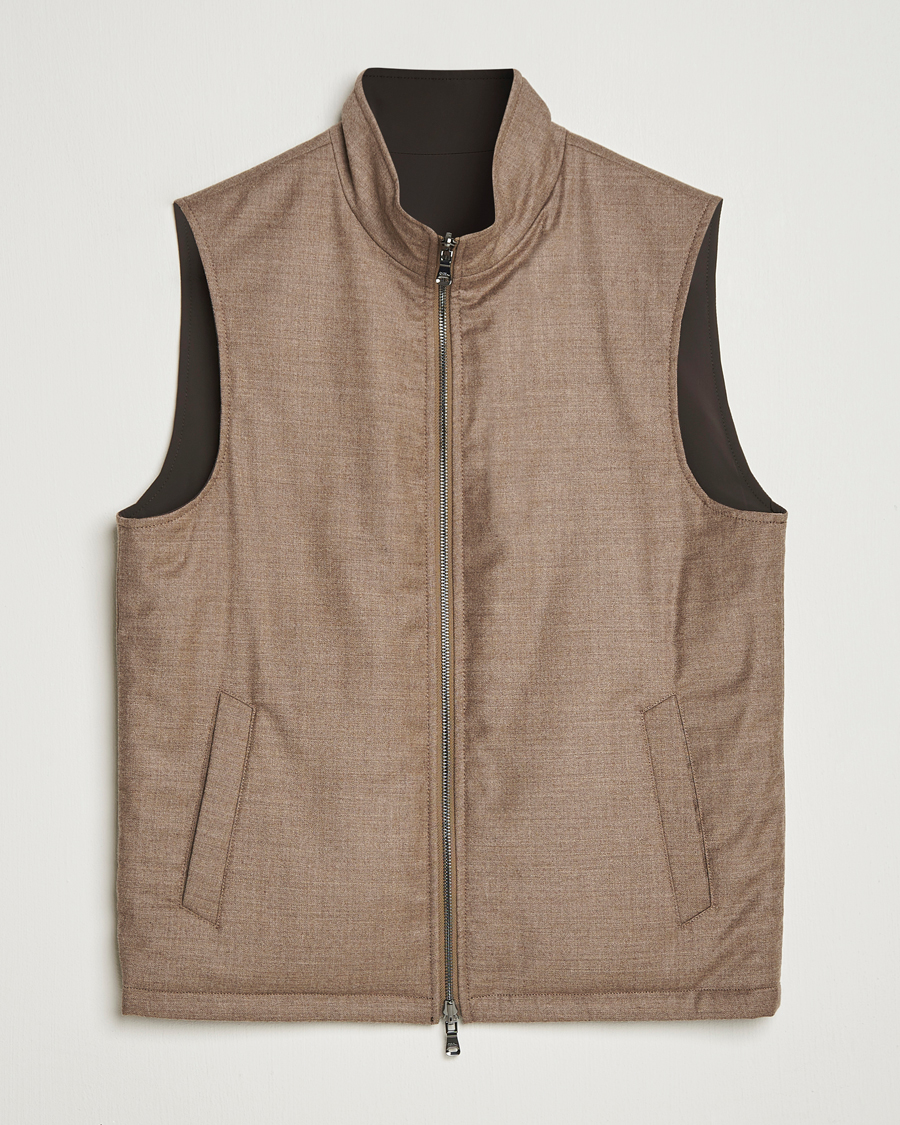 Herren | Westen | Oscar Jacobson | Nylon/Wool Reversible Vest Brown