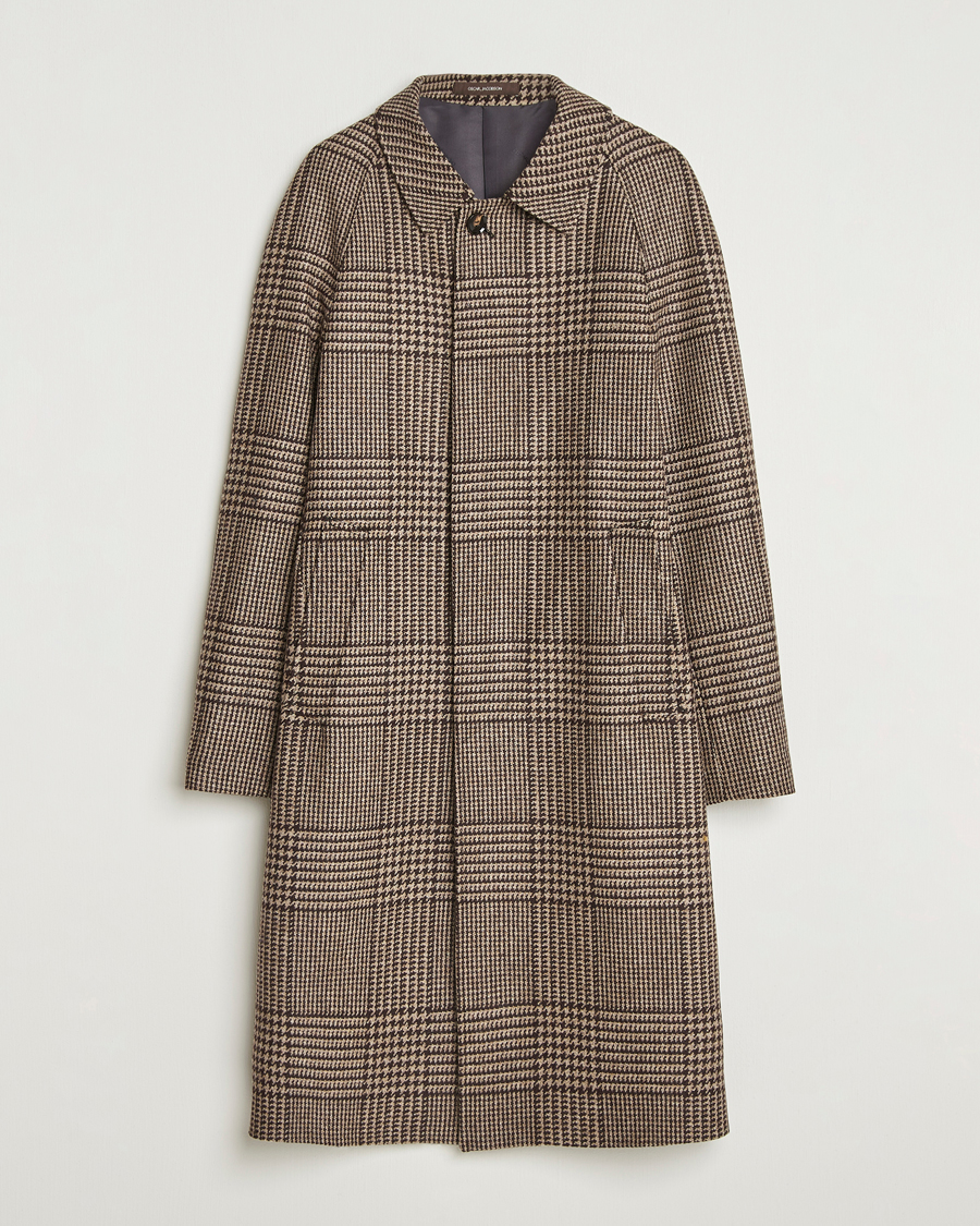 Herren | Jacken | Oscar Jacobson | Raglan Check Wool Coat Brown
