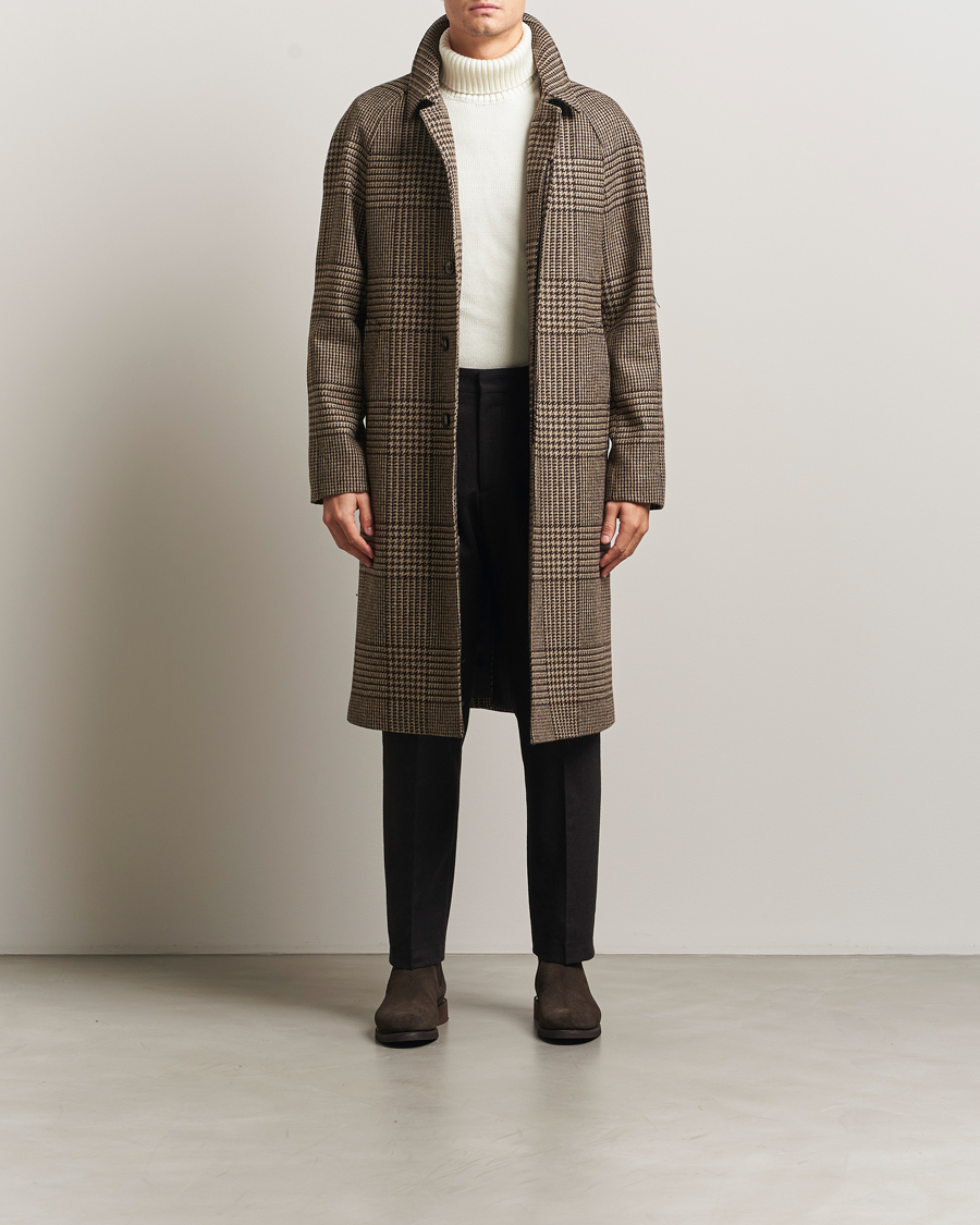 Herren | Jacken | Oscar Jacobson | Raglan Check Wool Coat Brown