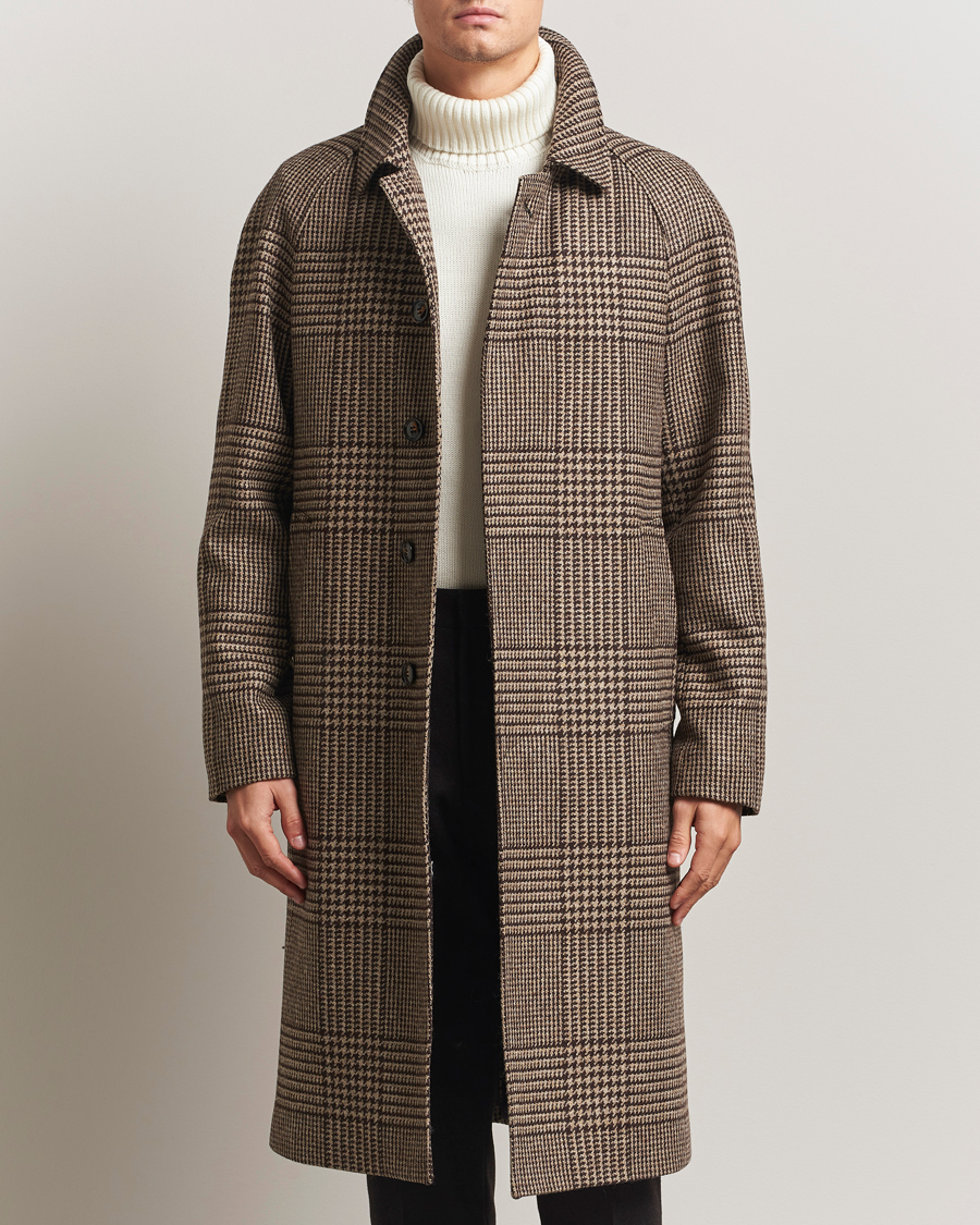 Herren | Jacken | Oscar Jacobson | Raglan Check Wool Coat Brown