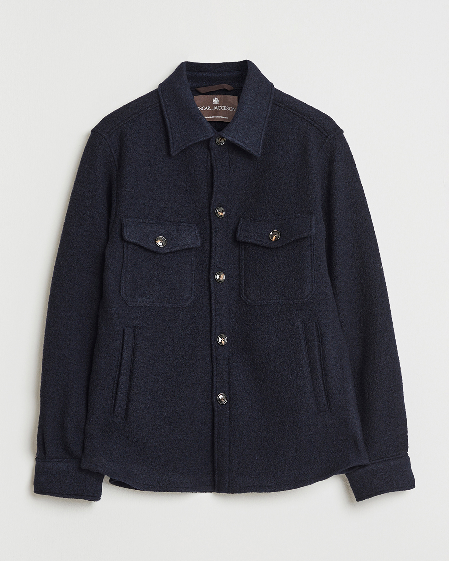 Herren | Jacken | Oscar Jacobson | Maverick Boiled Wool Shirt Jacket Navy