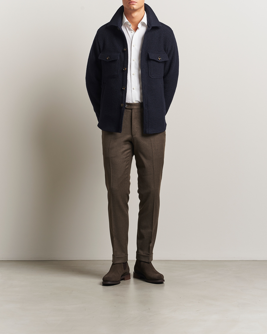 Herren | Jacken | Oscar Jacobson | Maverick Boiled Wool Shirt Jacket Navy